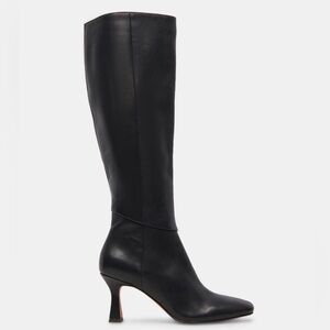 Dolce Vita Black Leather Knee-High Heeled Boot